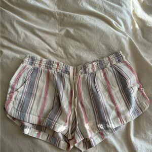 Rip Curl Women's Striped Athletic Shorts - Cream, Gray, Pink